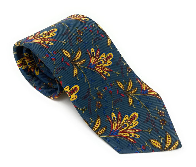 Jacquard Green Floral Silk Tie - Wilmok