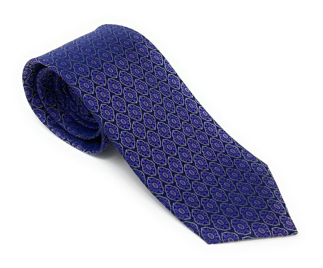 Jacquard Purple Floral Silk Tie - Wilmok
