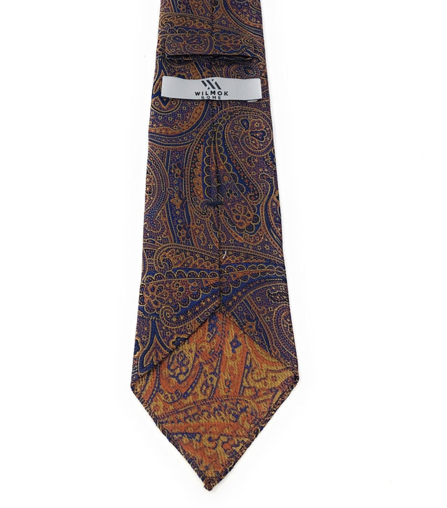 Jacquard Untipped Paisley Orange Silk Tie - Wilmok