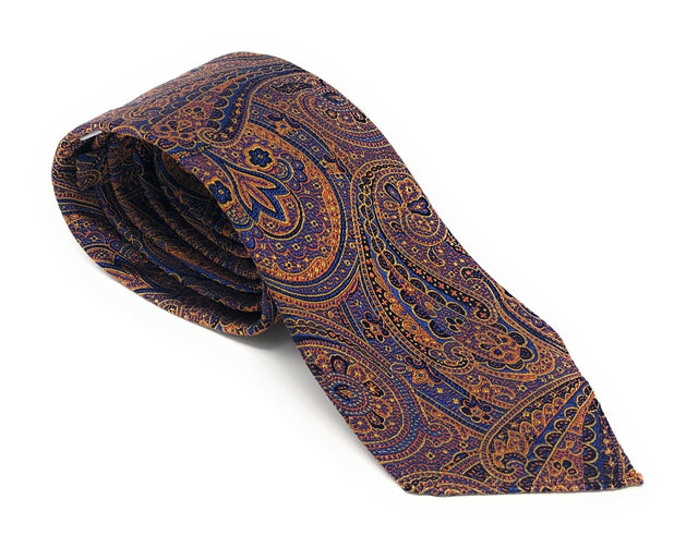 Jacquard Untipped Paisley Orange Silk Tie - Wilmok