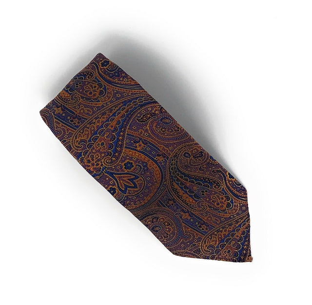 Jacquard Untipped Paisley Orange Silk Tie - Wilmok