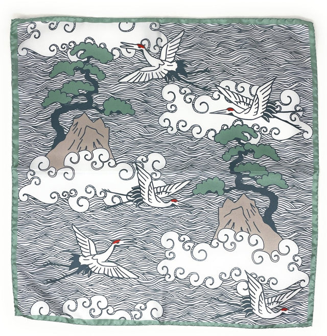 Japanese Cranes Pocket Square - Wilmok