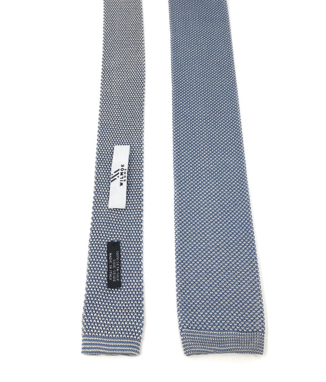 Knitted Handmade Italian Silk Blue Tie - Wilmok