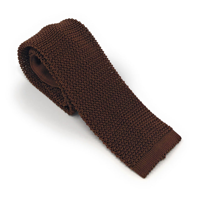 Knitted Handmade Italian Silk Brown Tie - Wilmok