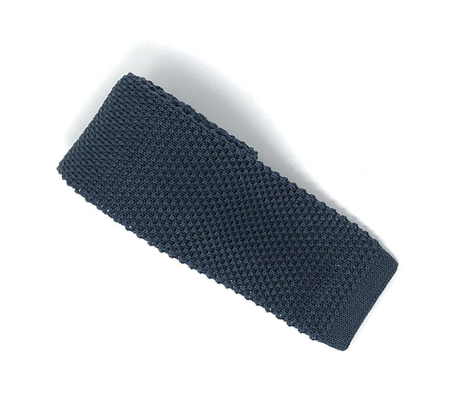 Knitted Handmade Italian Silk Steel Blue Tie - Wilmok