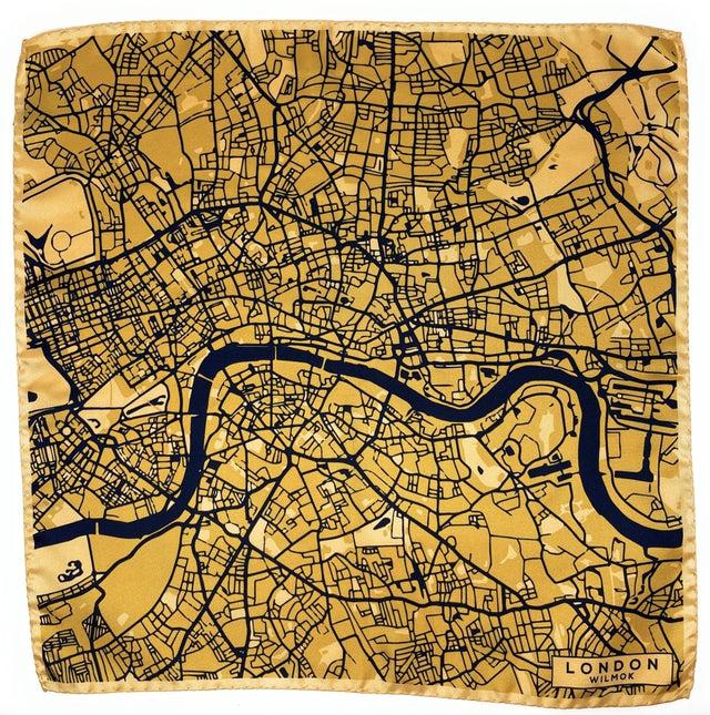 LONDON Map Hand-Rolled Silk Pocket Square - Wilmok