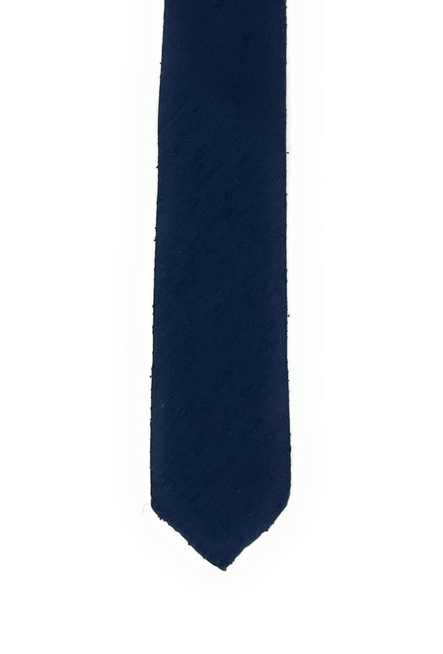 Plain Shantung Silk Tie - Blue - Wilmok