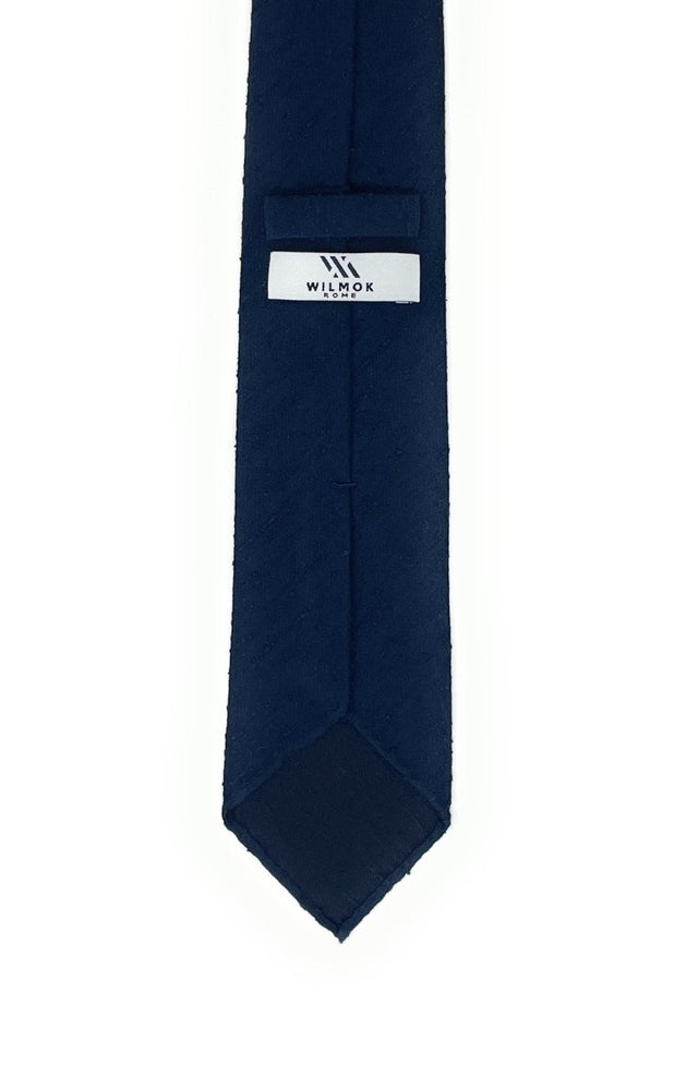 Plain Shantung Silk Tie - Blue - Wilmok