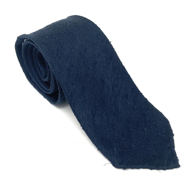 Plain Shantung Silk Tie - Blue - Wilmok