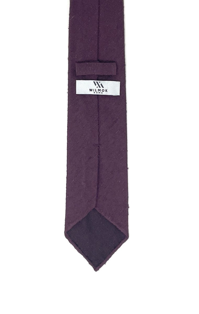 Plain Shantung Silk Tie - Plum Burgundy - Wilmok