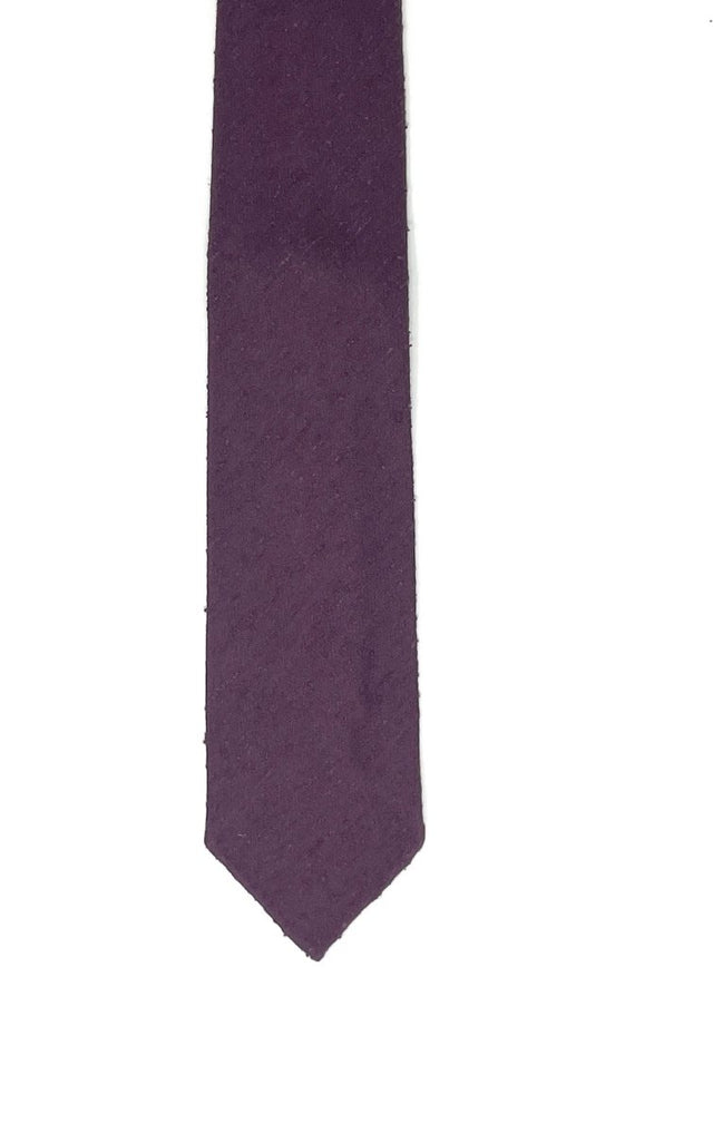 Plain Shantung Silk Tie - Plum Burgundy - Wilmok