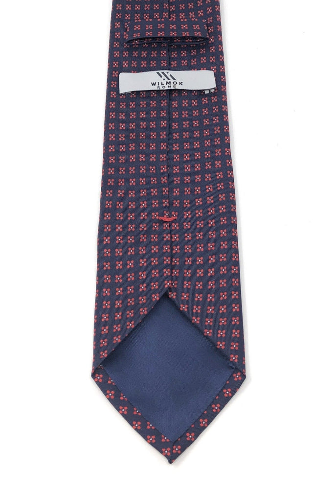 Printed Floral Blue Red Silk Tie - Wilmok