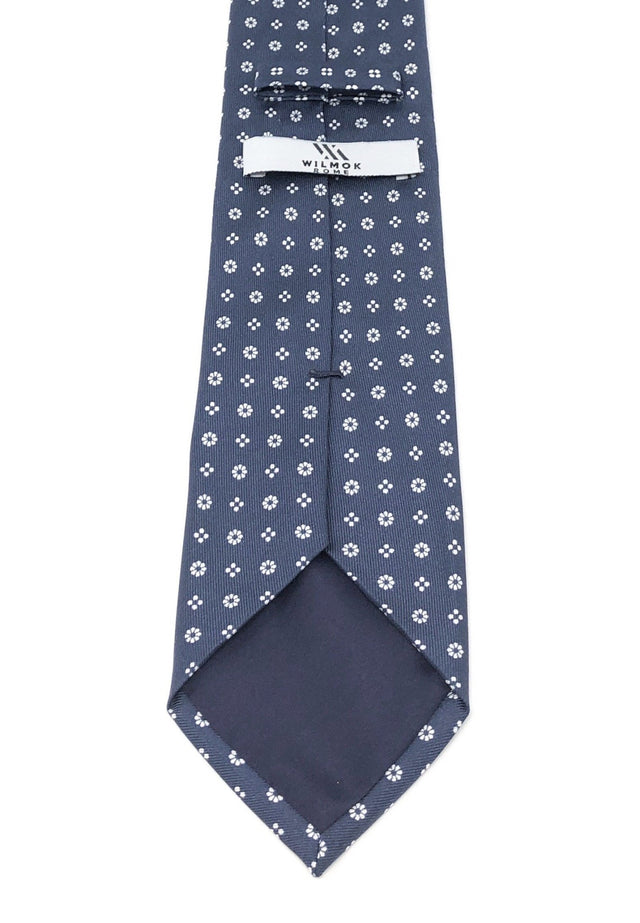 Printed Floral Blue Silk Tie - Wilmok