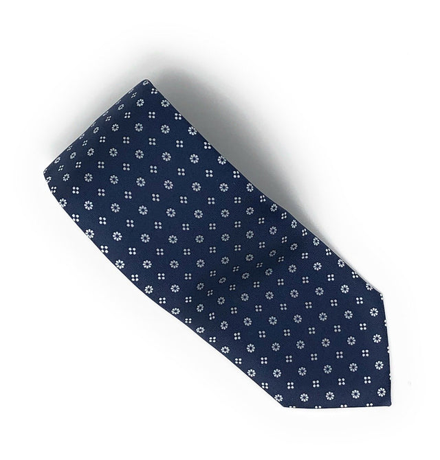 Printed Floral Blue Silk Tie - Wilmok