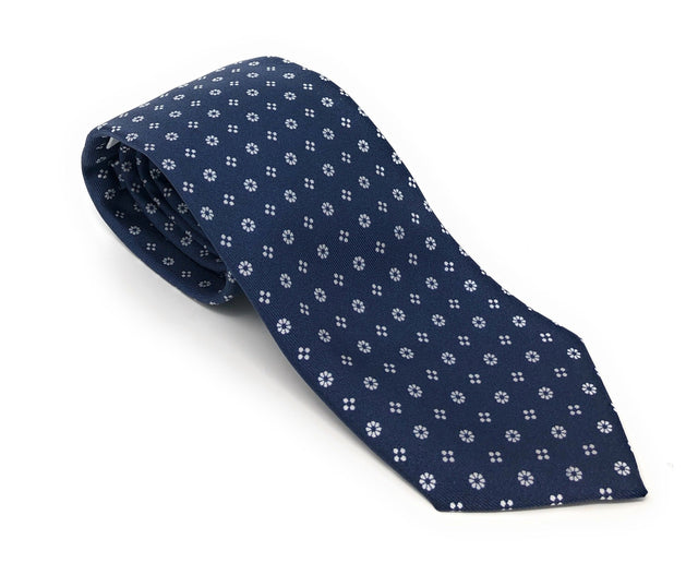 Printed Floral Blue Silk Tie - Wilmok