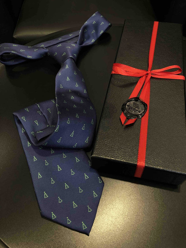 Recycled Plastic Italian Printed Christmas Mix Blue Tie - Wilmok