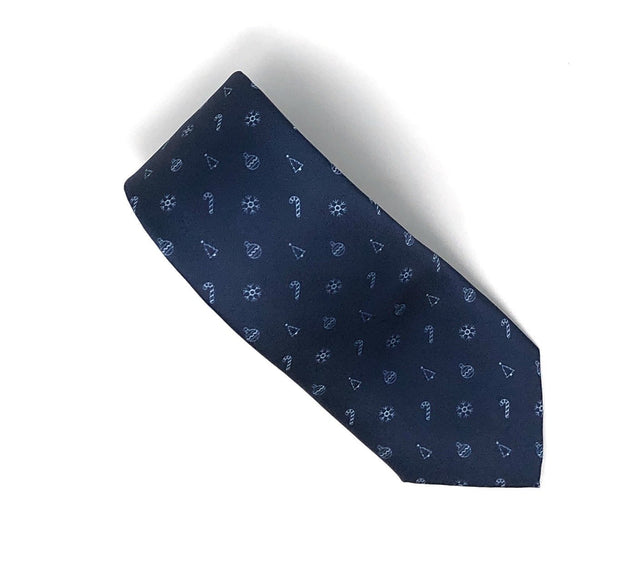 Recycled Plastic Italian Printed Christmas Mix Blue Tie - Wilmok