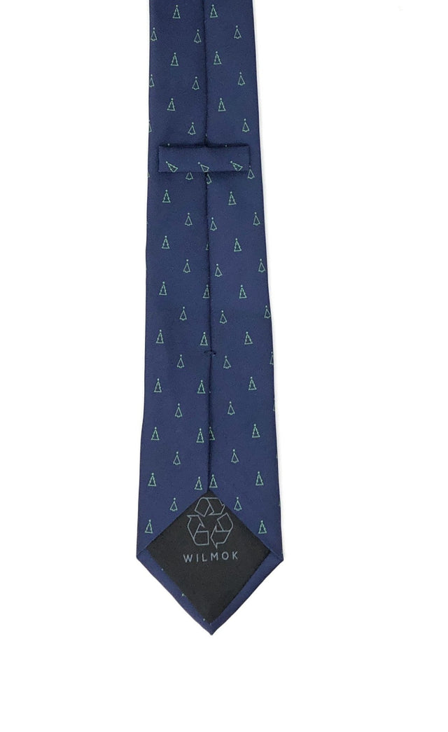 Recycled Plastic Italian Printed Christmas Tree Blue Tie - Wilmok