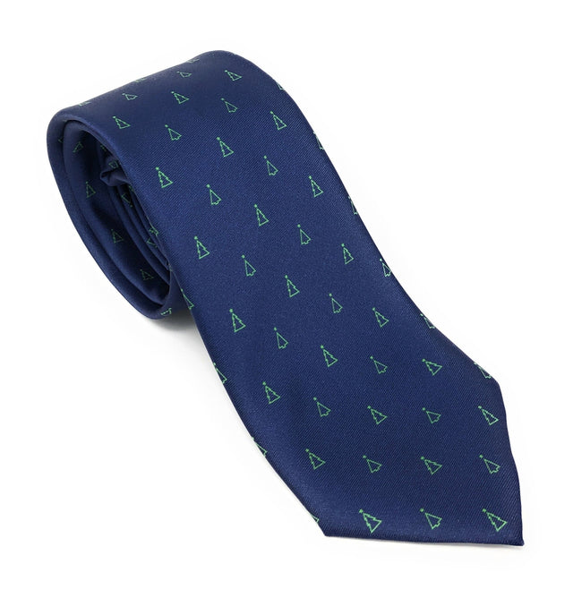 Recycled Plastic Italian Printed Christmas Tree Blue Tie - Wilmok