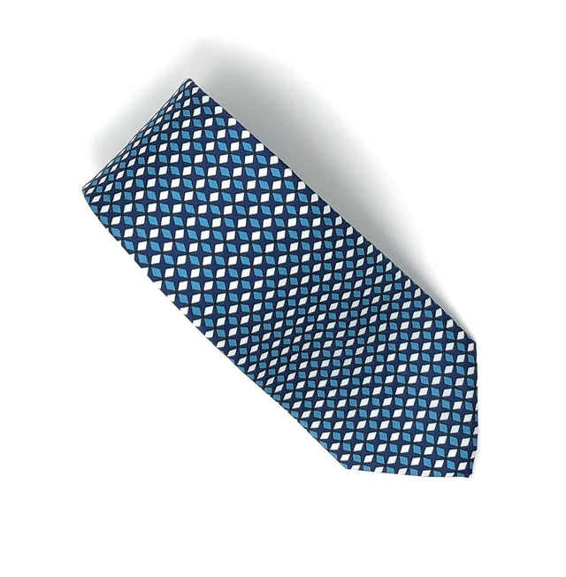 Recycled Plastic Italian Printed Geometric Blue Small Tie - Wilmok