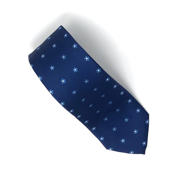 Recycled Plastic Italian Printed Micro Floral Blue Tie - Wilmok