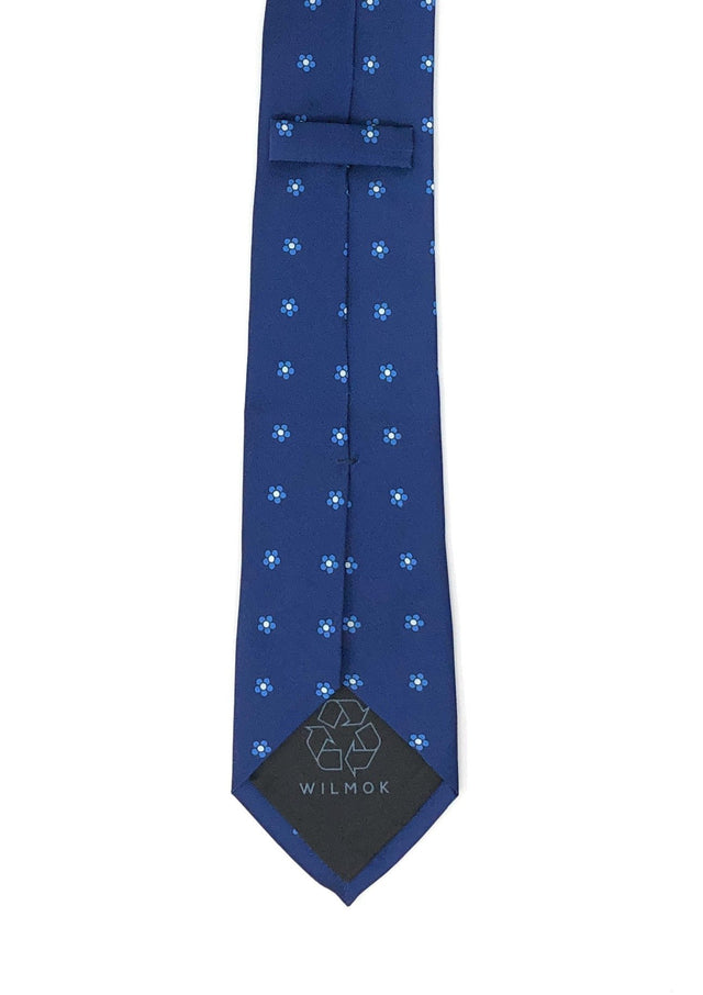 Recycled Plastic Italian Printed Micro Floral Blue Tie - Wilmok