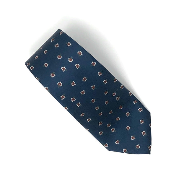 Recycled Plastic Italian Printed Navy Blue Flower Tie - Wilmok