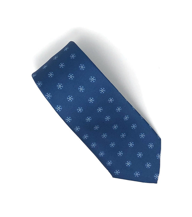 Recycled Plastic Italian Printed Snow Flakes Blue Tie - Wilmok