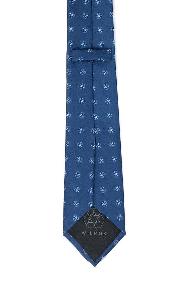 Recycled Plastic Italian Printed Snow Flakes Blue Tie - Wilmok