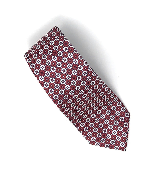 Recycled Plastic Italian Printed Vintage Pattern Red Tie - Wilmok