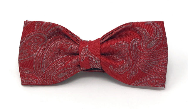 Red Luxury Paisley Silk Italian Jacquard Bow Tie - Wilmok