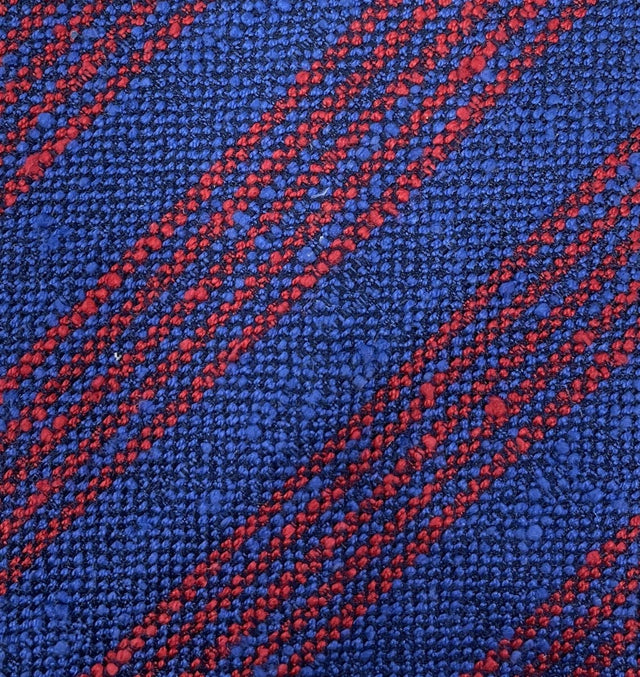 Regimental Multi Stripe Shantung Tie - Blue & Red - Wilmok