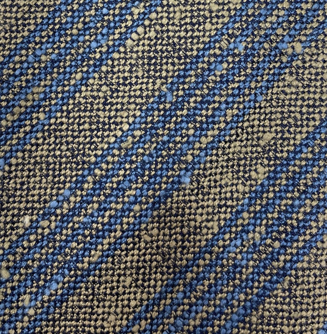 Regimental Multi Stripe Shantung Tie - Olive Grey & Blue - Wilmok