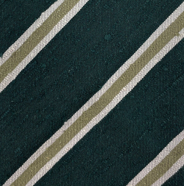 Regimental Shantung Tie - Green with Gold Stripes - Wilmok