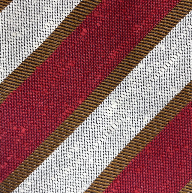 Regimental Shantung Tie - Red and White with Copper Stripes - Wilmok