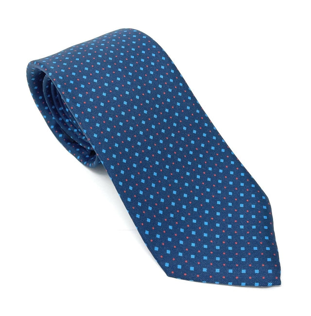 Seven Fold Blue Tie with Micro Diamonds - Wilmok