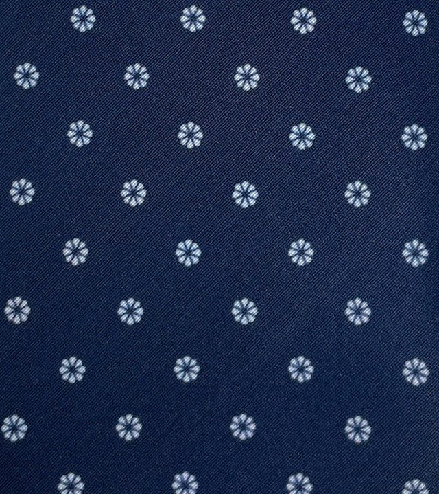 Seven Fold Blue Tie with Micro Flowers - Wilmok