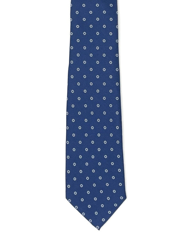 Seven Fold Blue Tie with Micro Flowers - Wilmok