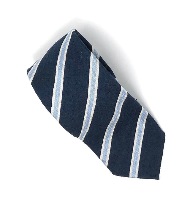 Shantung Untipped Blue Mix Striped Tie - Wilmok