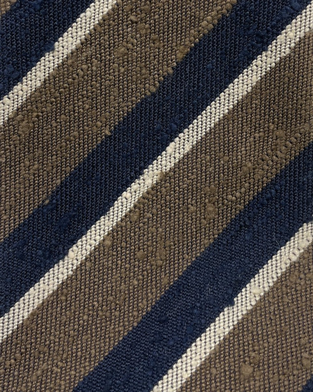 Shantung Untipped Green Blue Mix Striped Tie - Wilmok