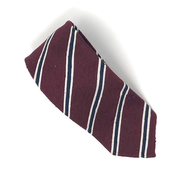 Shantung Untipped Luxury Hand-Rolled Wine Navy Tie - Wilmok