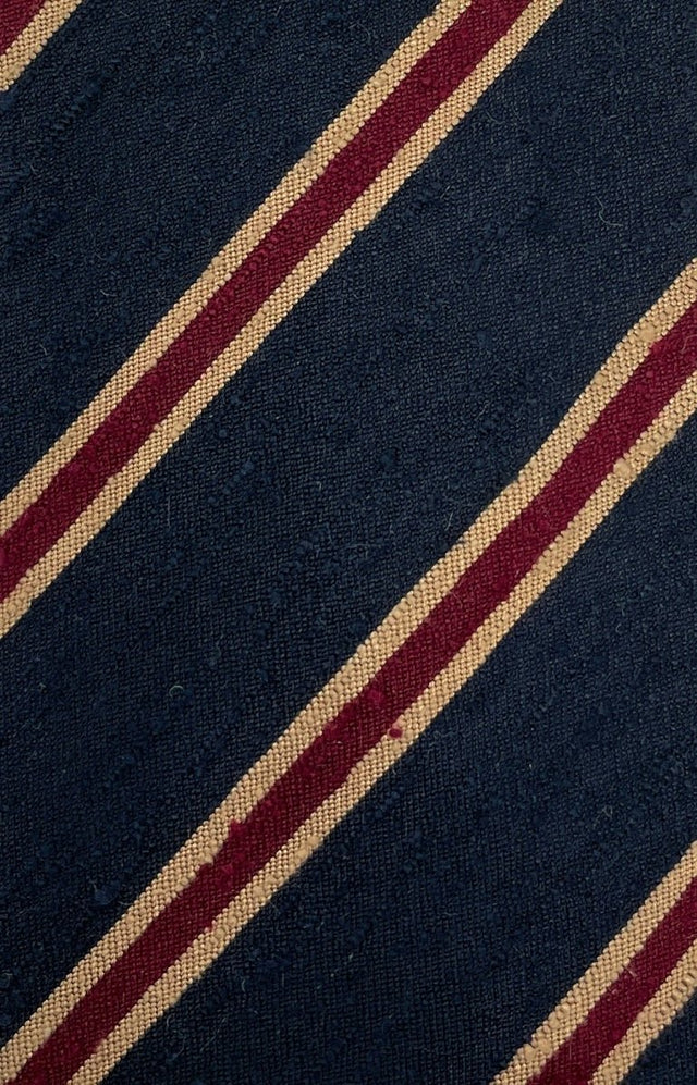 Shantung Untipped Navy Burgundy Striped Tie - Wilmok