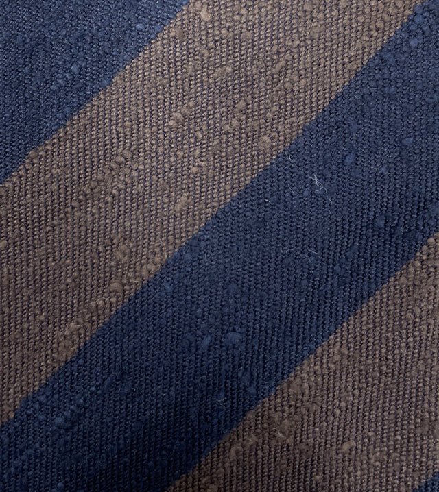 Shantung Untipped Striped Navy Brown Tie - Wilmok