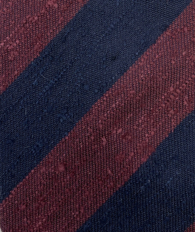 Shantung Untipped Striped Navy Maroon Tie - Wilmok